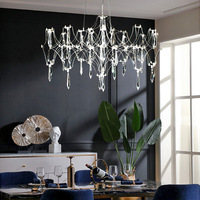 PM acier inoxydable K9 lustre en cristal Villa salon luxe cubique Design suspension lampe étoilé luciole éclairage décoratif