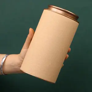 Premium Double Lid Food Safe Paper Tube Empty 200G Metal Can Tea Storage Tin