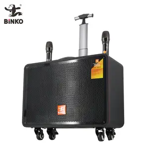 Father's Day Large discount High power professional party portable trolley outdoor wooden speaker system speakers