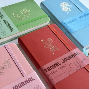 สมุดบันทึก LABON Floral Traveler's Notebook ปกหนังวีแกน กระดาษหนา 160 แกรม สมุดบันทึกขนาดพกพา 160 หน้า แบบตารางและจุด - Product Image 2