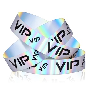 Bracelet de poignet personnalisé de haute qualité, imperméable, jetable, holographique, pour concert, en papier Tyvek DuPont fluorescent - Product Image 2