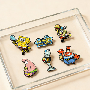 Broche de metal esmaltado de aleación con diseño creativo de Bob Esponja, Pie Star, Octopus Brother, de dibujos animados - Product Image 4