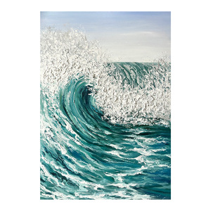 Tinh khiết vẽ tay sơn dầu sóng trừu tượng hoàn thành kết cấu thủ công cảm giác vải khung gỗ thiết kế hiện đại tường phòng khách - Product Image 5