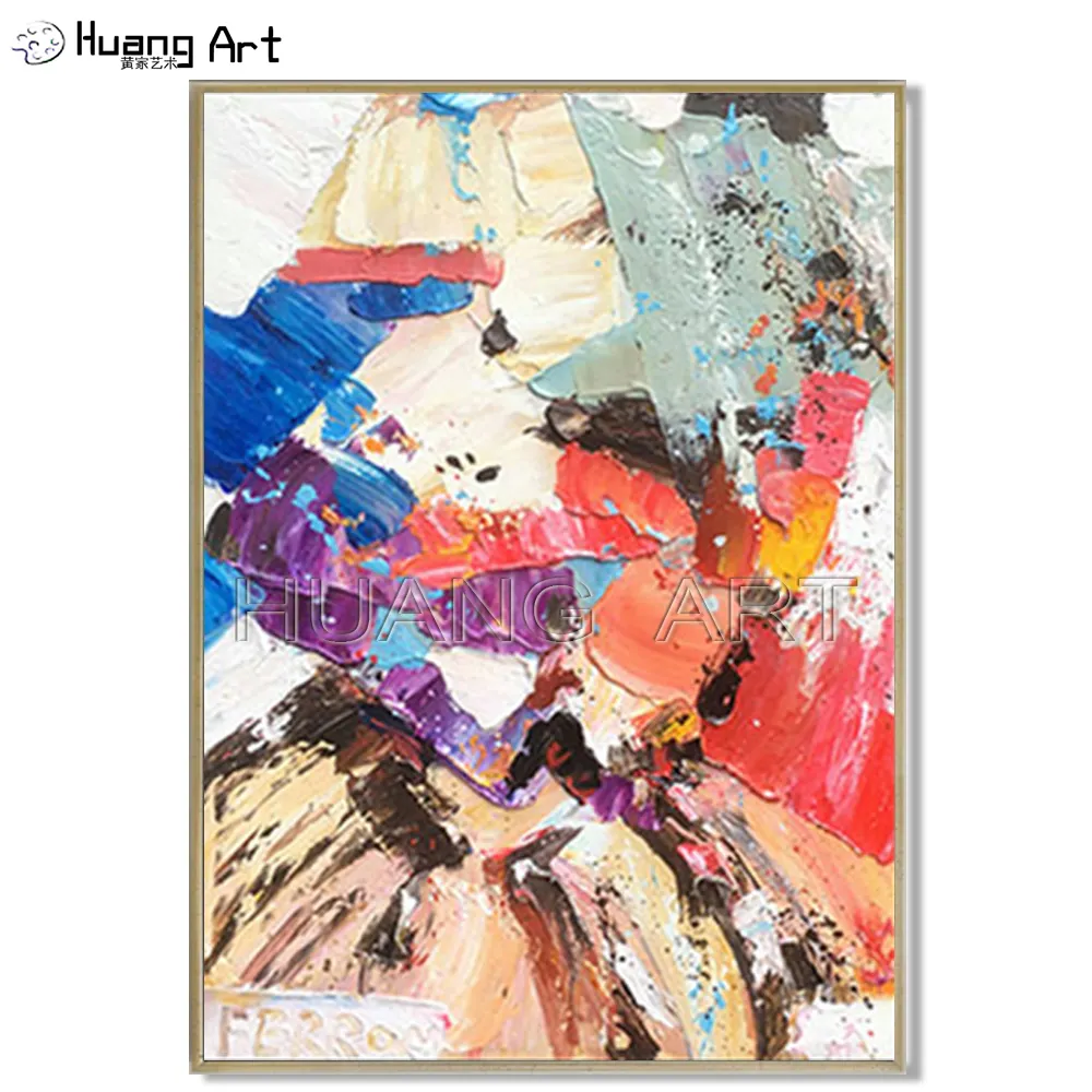 Hot Selling Artist Hand-painted High Quality Abstract Oil Painting on Canvas Beautiful Bright Colors Knife Thick Oil Painting