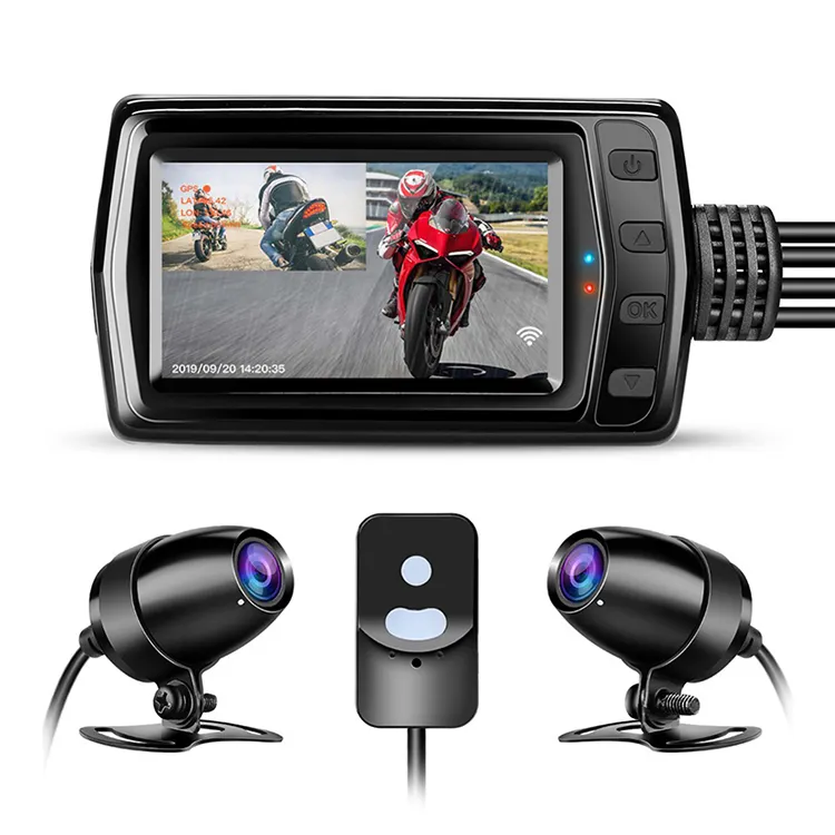 WiFi GPS Motorcycle DVR Dash Cam Full HD 1080P+1080P Front Rear View Waterproof Motorbike Bike Motorcycle Camera