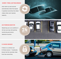 Caméra de tableau de bord 4K Ultra HD de haute qualité avec écran tactile 10 pouces, streaming, surveillance des angles morts et enregistreur de voiture avec moniteur de stationnement 24h/24