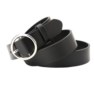 JULUN Damesriemen PU-riem op maat gemaakte riem zwart met zilveren ronde gesp minimalistische taille-accessoire - Product Image 6