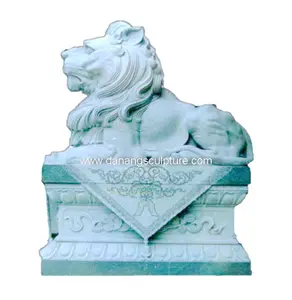 Patung singa marmer ukuran besar, patung pintu masuk taman luar ruangan dekorasi kustom