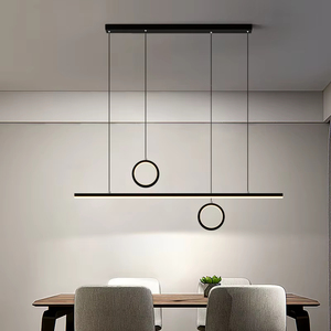 Creative Designer Lineare Ciondolo Luce a Cerchio Lampadario Minimalista per Sala da Pranzo Montato a Soffitto - Product Image 1