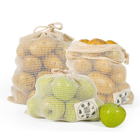 Groothandel 100% Natuurlijke Eco-Vriendelijke Biologisch Katoenen String Draagtassen Supermarkt Winkelen Fruit Groente Mesh Tassen