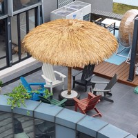 Parasol en chaume artificiel HDPE synthétique, ignifuge et imperméable, pour hôtel, jardin, villa