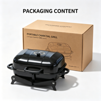 Barbecue portable pliable mini-hamburger, barbecue d'extérieur avec grille isolante, rôtissoire et fumoir de table tout-en-un