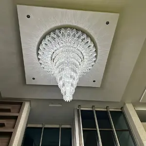 Lampadario di cristallo di montaggio a filo di banchetto di lusso moderno del lampadario della hall dell'hotel di grandi dimensioni su ordinazione