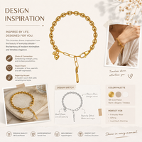 Bracelet à maillons en argent 925 fait main au design original avec chaîne « nez de cochon », fermoir mousqueton, pendentif cœur, ajustable, style trombone, idéal pour un cadeau
