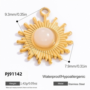 Colgante <span class=keywords><strong>de</strong></span> <span class=keywords><strong>Estrella</strong></span> <span class=keywords><strong>de</strong></span> Seis <span class=keywords><strong>Puntas</strong></span> Circular Hecho a Mano con Piedra Natural, Chapado en Oro <span class=keywords><strong>de</strong></span> 18K, Dijes <span class=keywords><strong>de</strong></span> Acero Inoxidable, Joyería <span class=keywords><strong>de</strong></span> Moda - Product Image 3