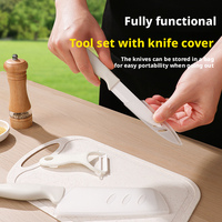 Ensemble de couteaux d'extérieur, couteau de cuisine en céramique portable, couteau à fruits, planche à découper, camping, pique-nique, rangement de camping