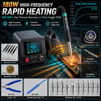 Kit Stasiun Solder Profesional 180W Termasuk 10 Tip, 5 Pinset, Sumbu Desolder, Inti Pemanas, dan Sensor, Set Peralatan Lengkap