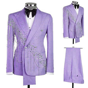 Costumes de <span class=keywords><strong>mariage</strong></span> modernes pour hommes, revers en pointe, simple boutonnage, smoking, chaîne en cristal, <span class=keywords><strong>costume</strong></span> de marié, fête, 2 pièces, blazer et pantalon, <span class=keywords><strong>costume</strong></span> sur mesure - Product Image 1