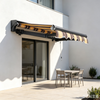 Auvent rétractable en alliage d'aluminium à double poutre - Télécommande - Pour les magasins, les restaurants, les espaces extérieurs - Protection contre les UV, imperméable, facile à utiliser