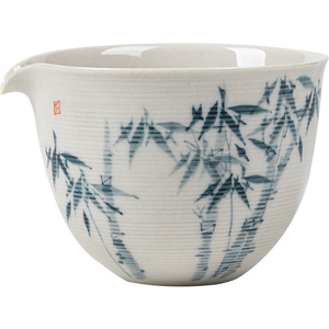 Hand-Painted Blue Bamboo Ceramic Fair Cup Porcelain Round Without Lid Kung Fu <b>Tea</b> <b>Set</b> Afternoon <b>Tea</b> Dehua County - Product Image 5