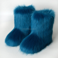 Bottes en cuir antidérapantes à la mode pour femmes avec plateforme en peluche douce Bottes de neige en fausse fourrure Bottes moelleuses pour les fêtes