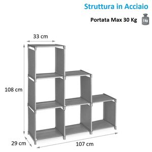 Modular <b>Shelf</b> 6 Cubes 107x29x108 Cm Waterproof Storage <b>Unit</b> For Home Organization - Product Image 5