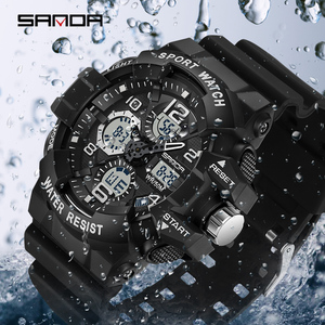 SANDA 3168 haute qualité unique garçons montre numérique original bracelet en Silicone étanche chronographe grand numéro montre de sport ensemble - Product Image 2