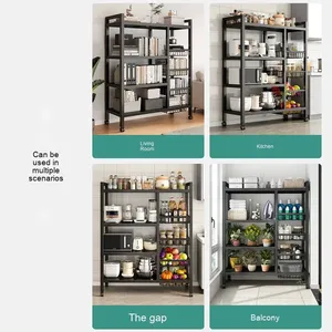 Multi-Layer <strong>Kitchen</strong> <strong>Storage</strong> <strong>Rack</strong> with Metal Basket for Storing Vegetables Fruits Dinnerware - Product Image 2