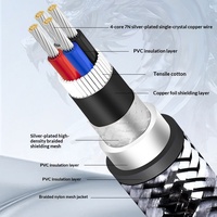 Câble audio décodeur USB Type-A Type-B, gaine en PVC, tressé, cuivre monocristallin 7N, plaqué argent, adaptateur mâle-mâle de qualité audiophile
