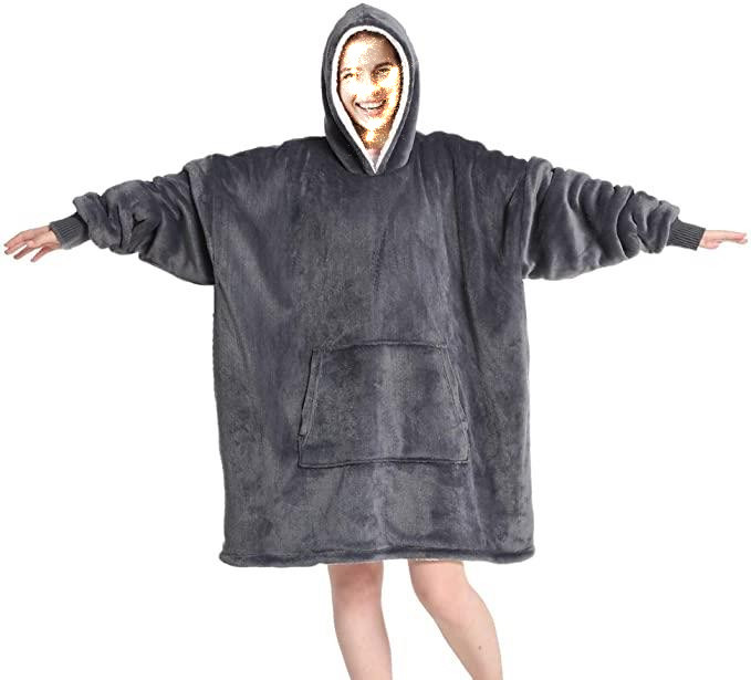 Пригодное для носки одеяло Толстовка Оверсайз шерпа толстовка с капюшоном карманом и рукавами ТВ одеяло