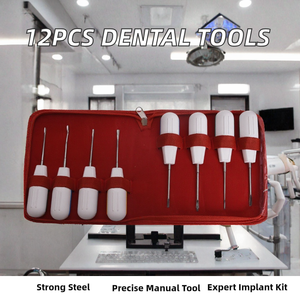 Kit de 12 outils chirurgicaux manuels pour implants dentaires, poignée ergonomique blanche, ensemble d'instruments de classe I - Product Image 2