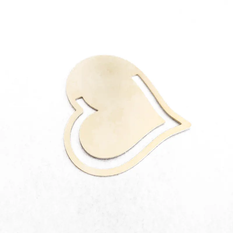 Promotion Fancy Gift Benutzer definierte Gold Metall Herzform Lesezeichen für Liebhaber