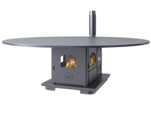 Estufa de Leña y <span class=keywords><strong>Pellets</strong></span> Redonda Fangran 180Y de 16kW, Chimenea de Calefacción de Doble Combustible para Restaurantes y Reuniones Familiares - Product Image 3