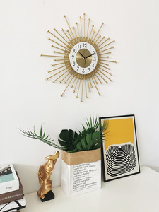 Grande décoration murale en métal en forme de <span class=keywords><strong>soleil</strong></span>, horloge pour la décoration du salon, vente en gros - Product Image 3