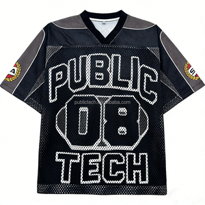 T-shirt de football personnalisé de haute qualité, coupe ample, en maille 100 % polyester, imprimé intégral, style hip-hop, pour homme, idéal pour l'été - Product Image 1