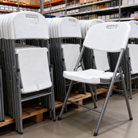 Chaise pliante en plastique blanc pour grands banquets, configuration rapide en rangée