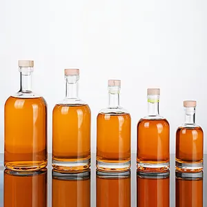 Empty Clear Round 500ml 750ml 1000ml Whisky Bottle Spirit Vodka Brandy Liquor Alcohol Extra Flint Glass Bottle