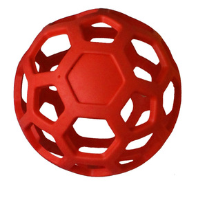 Vente en gros de jouets écologiques en <span class=keywords><strong>plastique</strong></span> TPR caoutchouc style cartoon pour animaux de compagnie boule de Noël évidée résistante aux morsures avec cloche pour chiens - Product Image 5