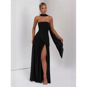 slim fit dress slacks Black chiffon dress with a metal gold structured belt main image 1