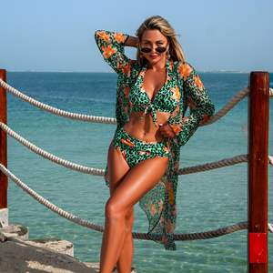 Nuevo Conjunto de Bikini de Tres Piezas Sexy de Moda Europea y Americana, Estampado Multicolor, Traje de Baño para Mujer Más Vendido - Product Image 6