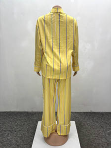 African Plus Size Women's New Casual Loose Striped Shirt <b>Pants</b> 2 Pieces Set Fashion - Product Image 6