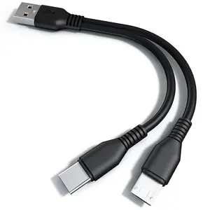 5A 20cm 120cm 2 in 1 2 in1 Dual micro V8 USB C cavo di ricarica rapida cavo dati di alimentazione cavo intrecciato in nylon per iPhone