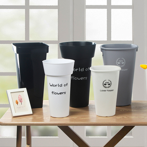 Cubo de plástico de diseño moderno de alta calidad para decoración de hogar y jardín, maceta de flores blancas y negras - Product Image 5