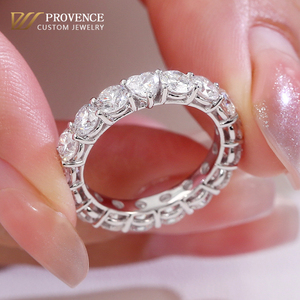 Anillos de Joyería de Moda de Oro Blanco Sólido de 10k, 14k y 18k con Diamante Cultivado en Laboratorio con Corte Corazón DEF, Hechos a Mano, para Mujeres y Hombres, Uso Diario - Product Image 1