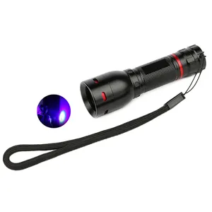Mini lanterna led 365nm, auto-teste, preta, luz roxa, uva, médica, para unhas