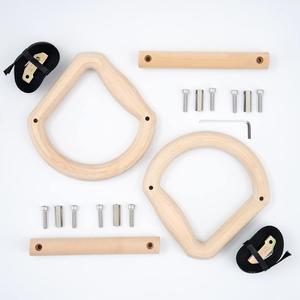 Anillas de Gimnasia de Madera con Correa Ajustable para Ejercicios de Fuerza, Anillas Colgantes de Madera para Gimnasia - Product Image 1