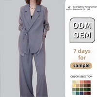 Costume d'été ODM OEM personnalisé nouveau à la mode Hauts pour femmes Pantalon à taille haute et à jambes larges Ensemble deux pièces