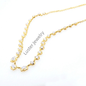 Lustre Jewelry Full Stones Chain Link 10 14K Moissanite Diamond 18 K Gold <span class=keywords><strong>Fancy</strong></span> Collar para mujer - Product Image 3
