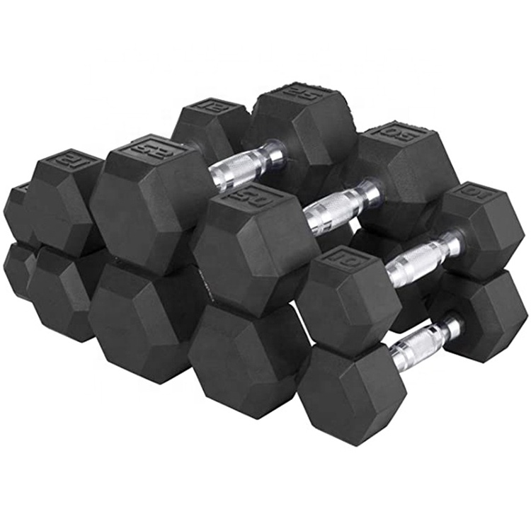 Китайский производитель, высокое качество, домашний тренажерный зал, черный Вес от 5 кг до 50 кг, литой стальной вес с резиновым покрытием, Набор Шестигранных гантелей