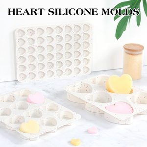 Molde de silicona para chocolate y gomitas, con 48 cavidades en forma de corazón, grado platino LFGB, antiadherente, libre de BPA, de la fábrica MUYULINS. - Product Image 6